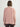Back view of pale pink ribbed cashmere cardigan.