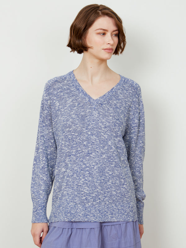 Woman wearing the Ellen Pullover by Margaret O'Leary.
