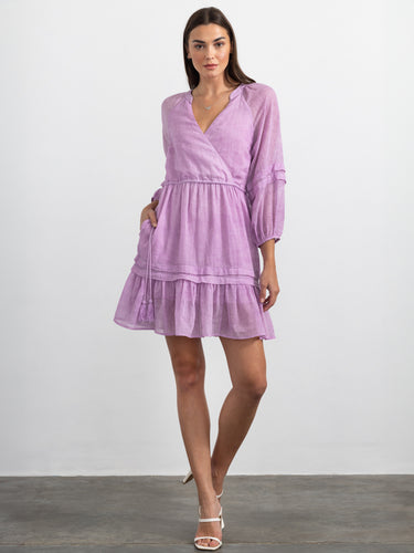 Woman wearing the Bettina Chambray Dress Margaret O'Leary.