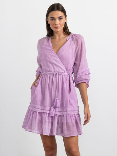 Woman wearing the Bettina Chambray Dress Margaret O'Leary.