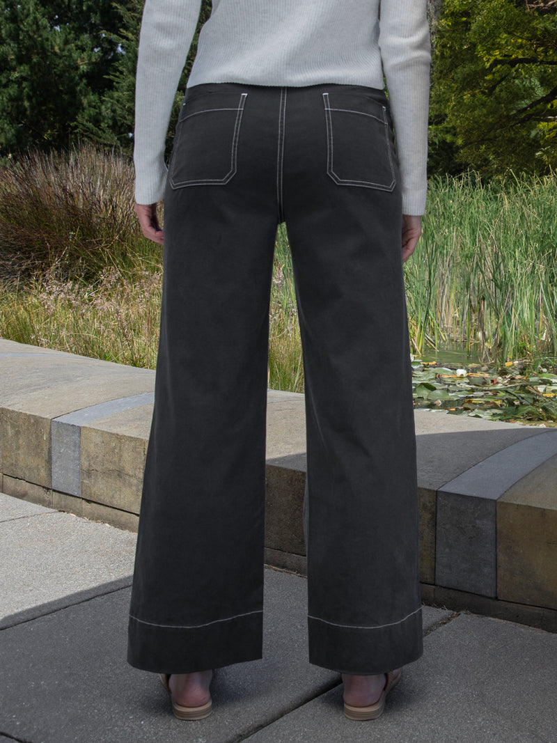 Woman wearing the Parker Pant in Black by Margaret O'Leary.