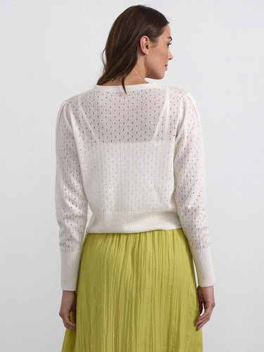 The Perforated Vee Cardigan by Margaret O'Leary.