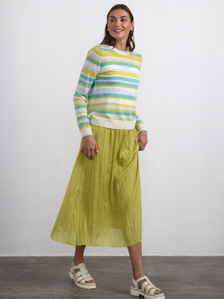 Margaret O'Leary Stripe Crew Neck Sweater in Mint Stripe main image 0