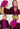 Collage of a woman wearing a Magenta Cashmere Triangle scarf by Margaret O'Leary in various poses on a white background.