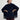 Woman wearing a navy blue Fringe Poncho by Margaret O'Leary on a white background.
