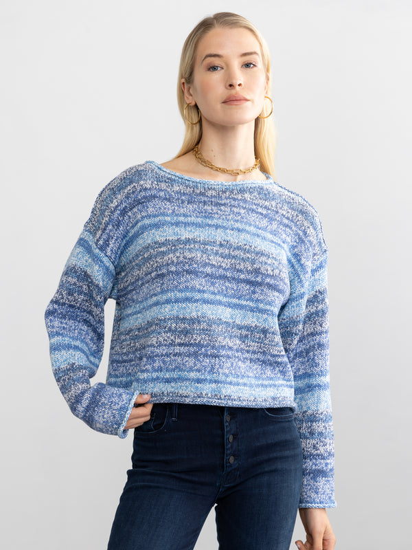 Woman wearing the Stephanie Pullover by Margaret O'Leary.