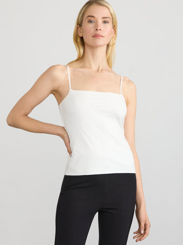 STRETCH PIMA SQUARE NECK TANK by Margaret O'Leary