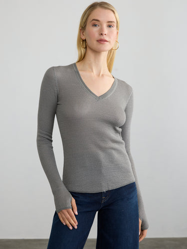 SHIRTTAIL WAFFLE VEE by Margaret O'Leary