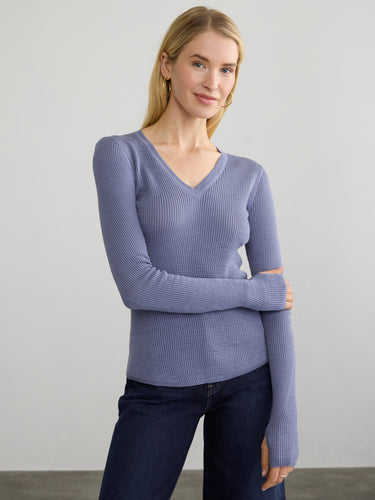 SHIRTTAIL WAFFLE VEE by Margaret O'Leary