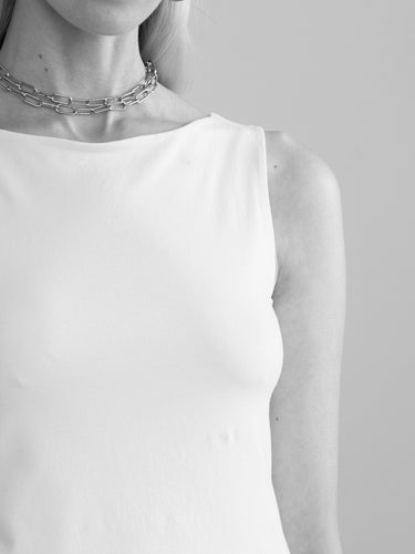 STRETCH PIMA BOAT NECK TANK by Margaret O'Leary