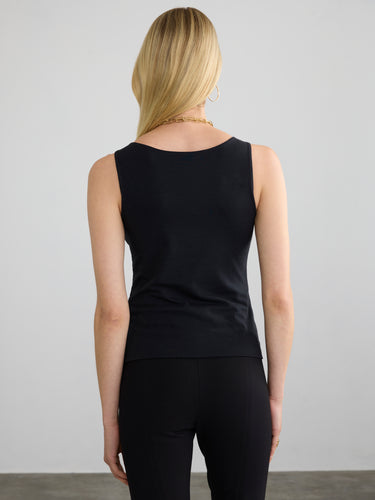 STRETCH PIMA BOAT NECK TANK by Margaret O'Leary