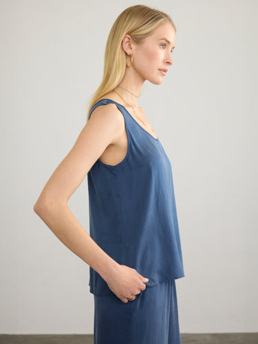 Woman wearing the Silk Tank by Margaret O'Leary.