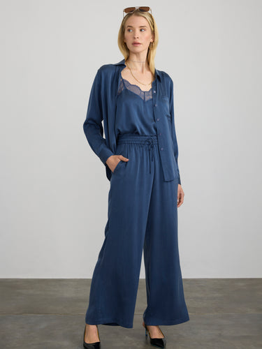 Woman wearing the Silk Shirt by Margaret O'Leary.