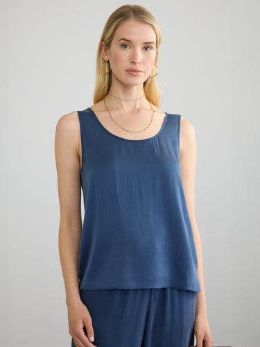 Woman wearing the Silk Tank by Margaret O'Leary.