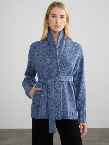 Woman wearing the Sausalito Jacket by Margaret O'Leary.