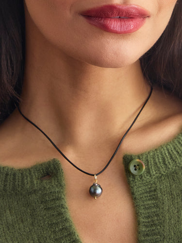The Tahitian Single Pearl Necklace by Feathered Soul.