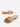 Beige Intentionally Blank sandal with wooden sole on a white background
