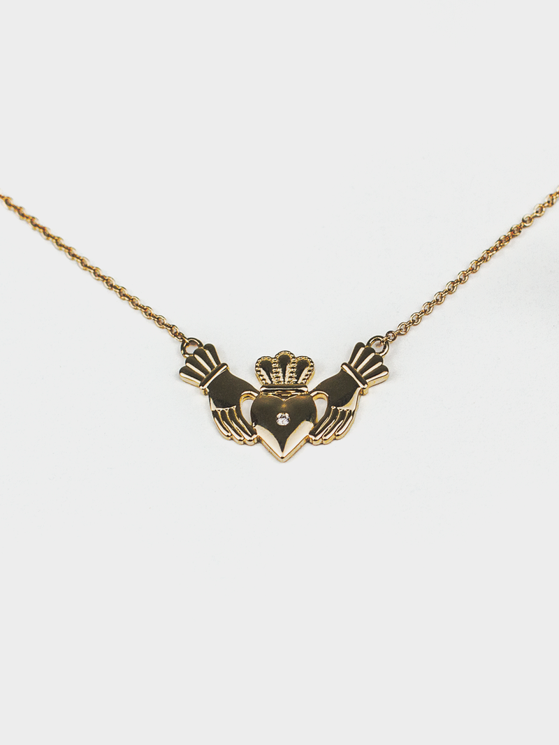 The 14k gold Claddagh necklace by Margaret O'Leary.