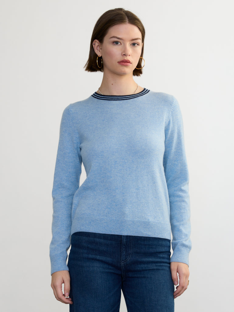 Margaret O'Leary Stripe Crew Neck Sweater in Mint Stripe