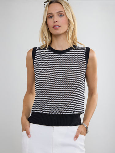 Woman wearing the Caroline Vest by Margaret O'Leary.
