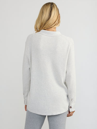 Woman wearing the Jamie Waffle Shacket by Margaret O’Leary