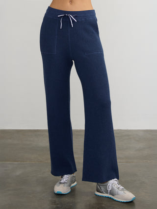 Woman wearing the Joan Waffle Pants by Margaret O’Leary