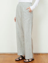 Woman wearing the Lilou Wide Leg Pant in Charcoal by Margaret O'Leary.