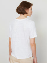 Woman wearing the Frances Short Sleeve Tee in Sepia Rose by Margaret O'Leary.