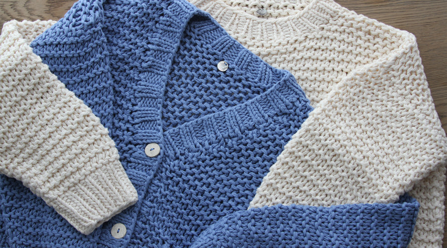 Hand knit sweaters by Margaret O'Leary.