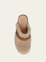 The Jessica Shearling Clog in Tan by Frye.