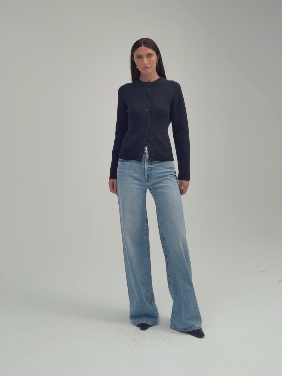Sydney Double Knit Jacket by Margaret O’Leary, Milano stitch cotton cardigan jacket with crew neckline and relaxed silhouette.