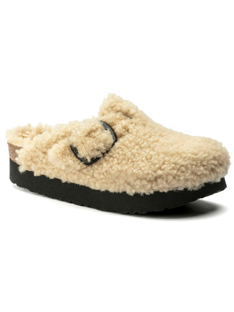 Birkenstock BOSTON BIG BUCKLE PLATFORM in Teddy Eggshell