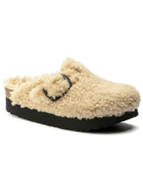 Birkenstock BOSTON BIG BUCKLE PLATFORM in Teddy Eggshell