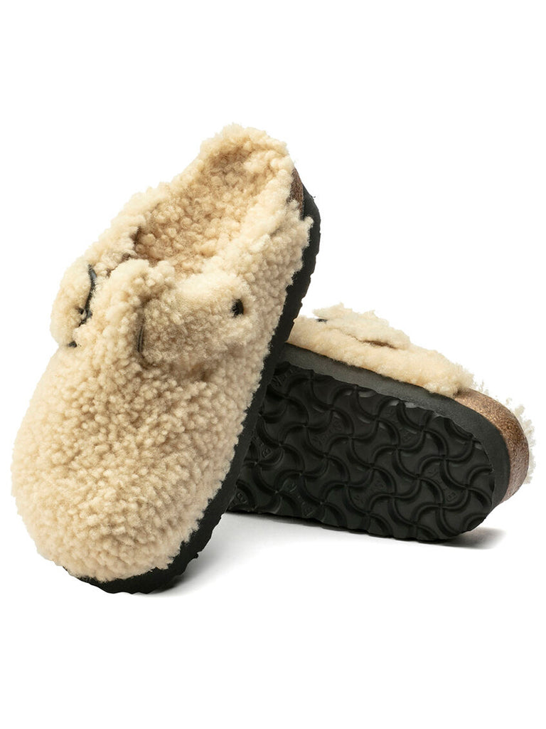 Birkenstock BOSTON BIG BUCKLE PLATFORM in Teddy Eggshell