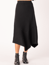 Front view of the black knit skirt.