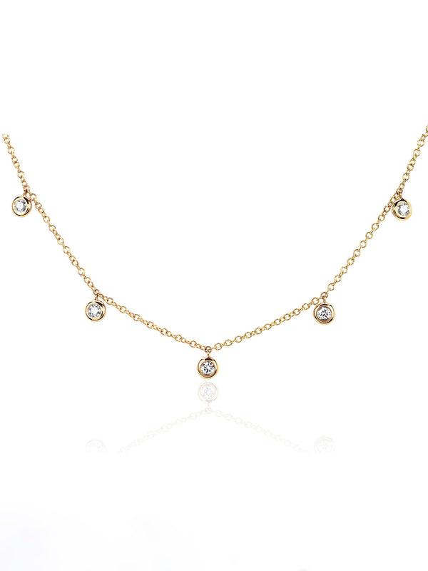DIAMOND 5 BEZEL CHOKER NECKLACE