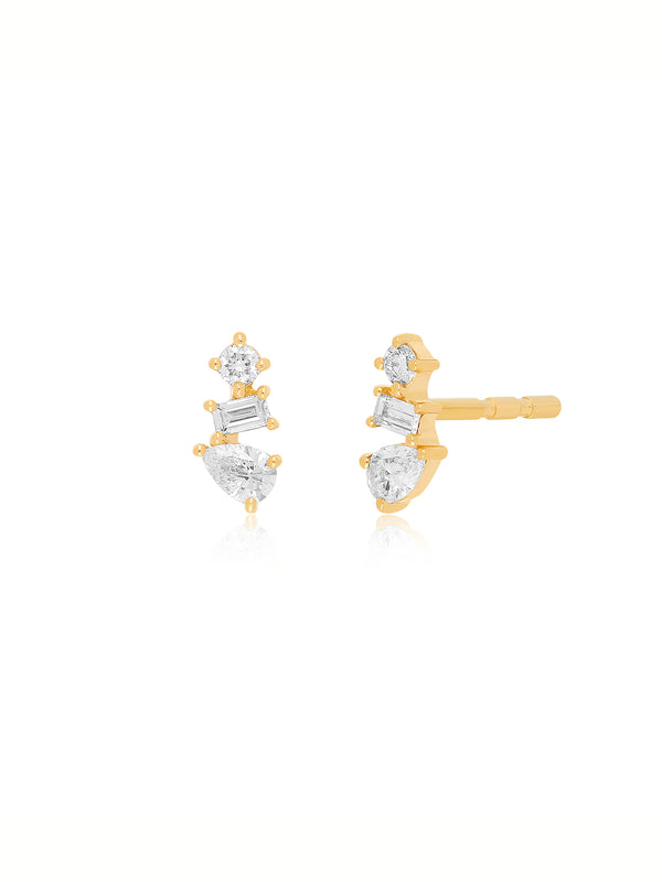 MULTI FACETED DIAMOND STUD EARRING