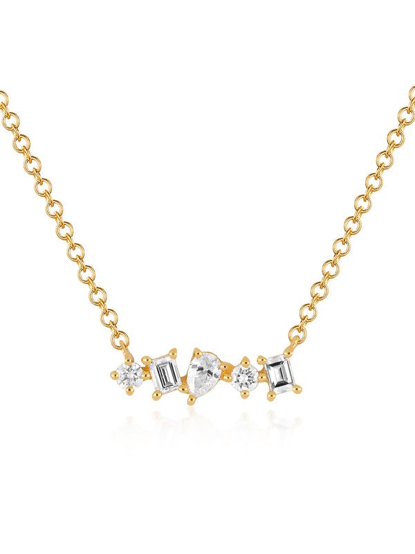 MULTI FACETED DIAMOND MINI BAR NECKLACE