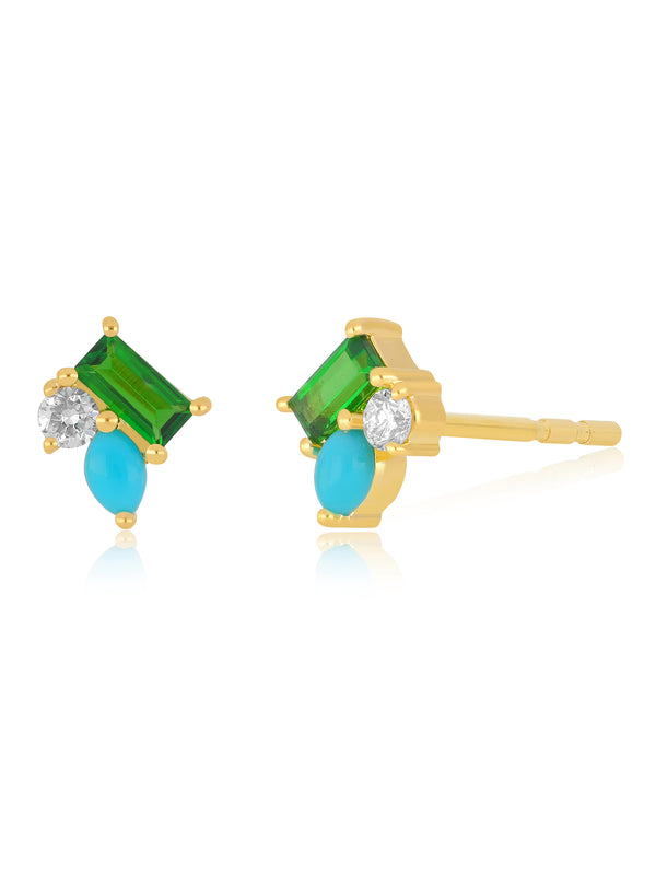 TRIPLE TREASURE STUD EARRING