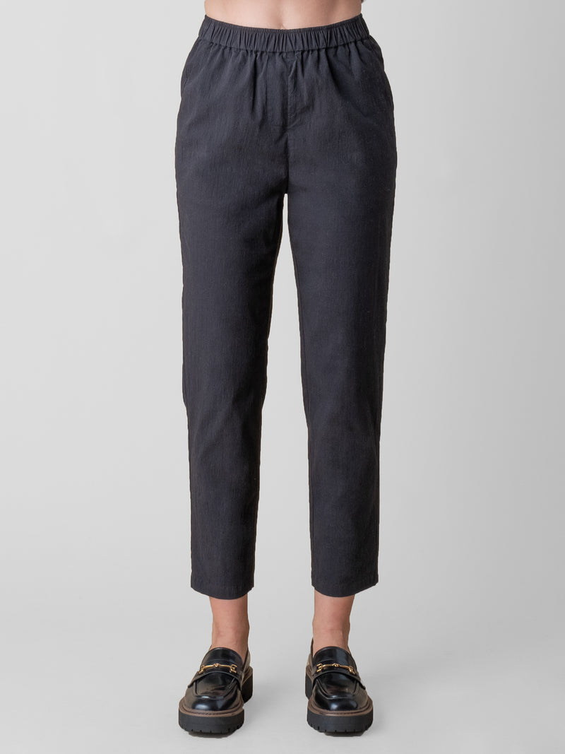 Front view of the pull on pant in black.
